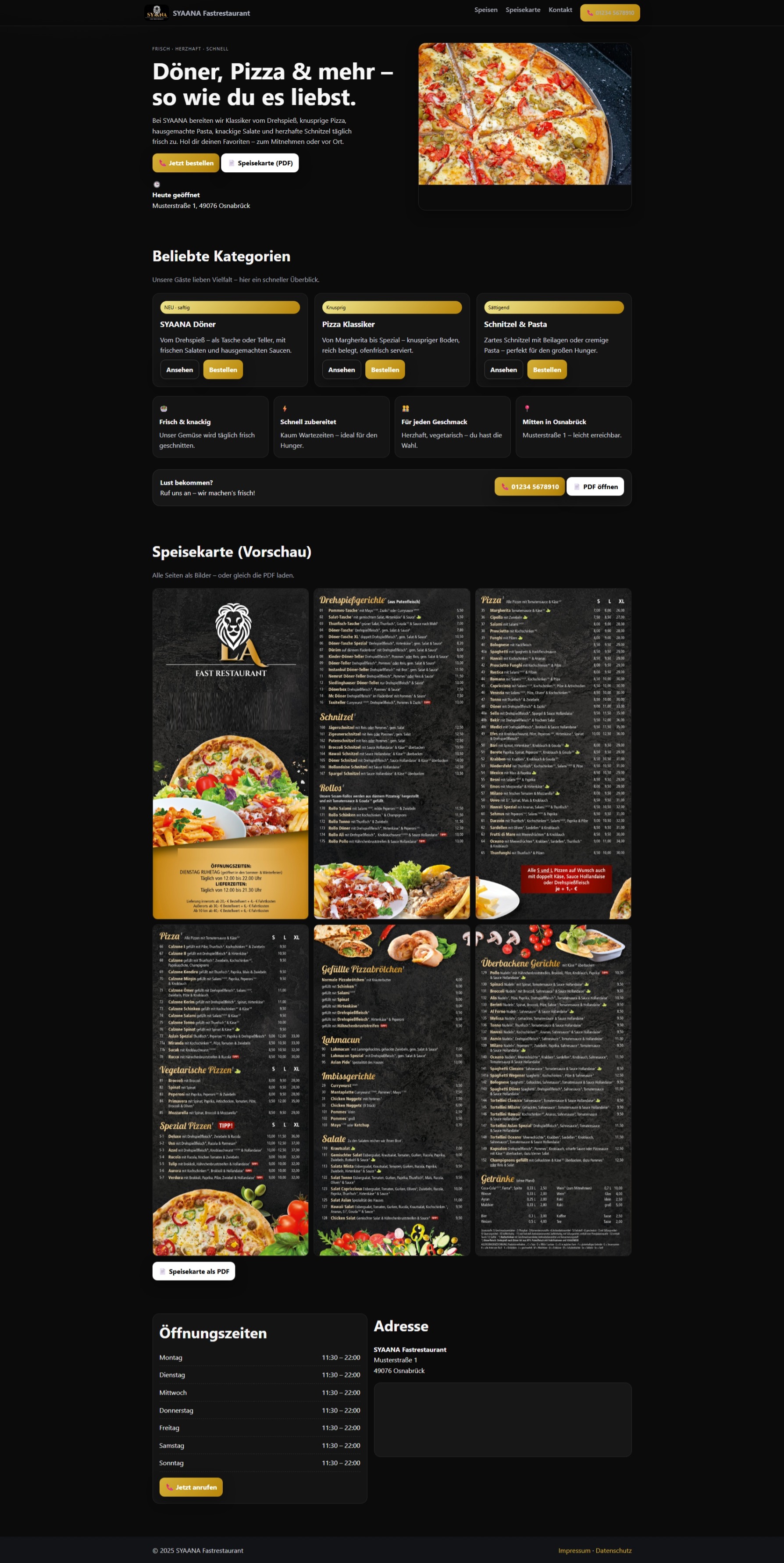 Fastfood Landing Page (Vorschau)
